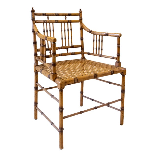 Vintage Chair with Vienna Straw Seat in Faux Bamboo, 1970s For Sale