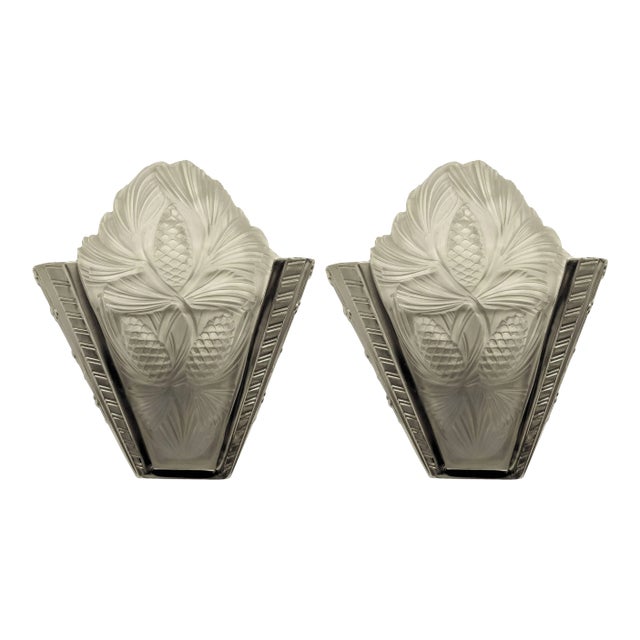 French Art Deco Wall Sconces Signed by Sabino - a Pair For Sale