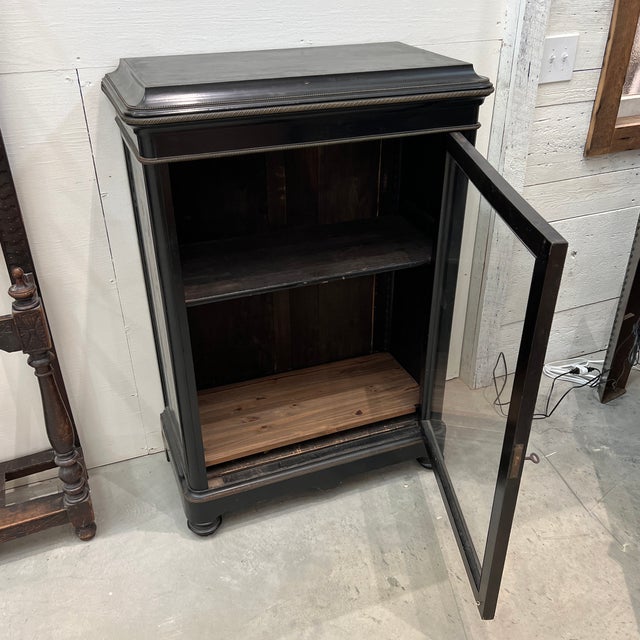 Black 1870s French Cabinet With Brass Inlay For Sale - Image 8 of 12