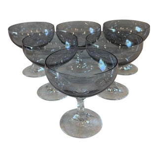 Set of 6 Schott Zwiesel Champagne Coupes in Iridescent Necker Smoke Color For Sale