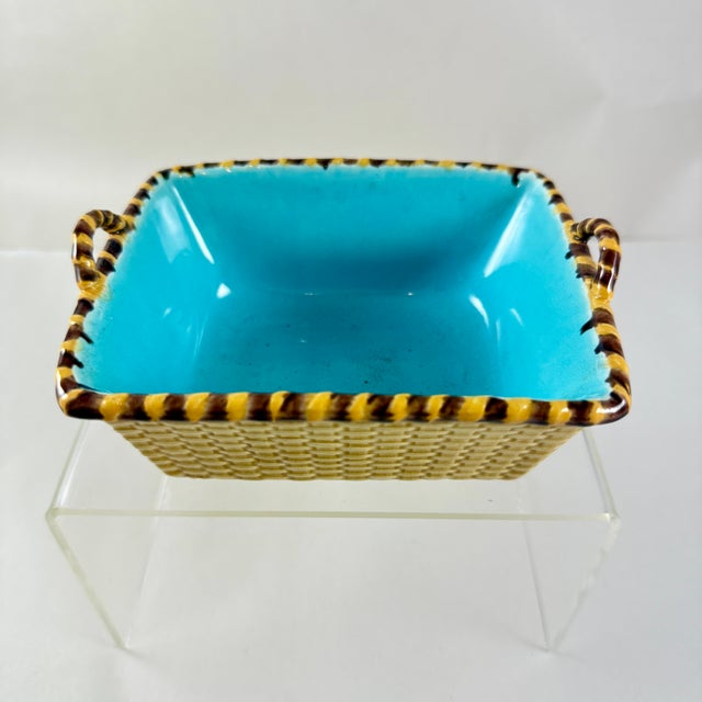 Minton 19th Century Minton English Majolica Yellow Earthenware Trinket Basket For Sale - Image 4 of 12