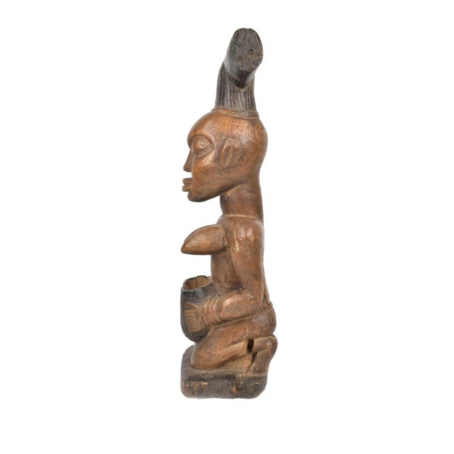 African Early 20th Century Yoruba Female Bowl Bearer Figure Nigeria For Sale - Image 3 of 7