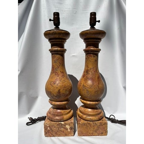 Large Marble Baluster Form Table Lamps a Pair For Sale - Image 4 of 10