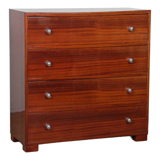 Large Art Deco Mahogany Chest of Drawers, 1940s For Sale