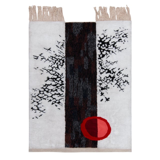 Textile Vintage Mid-Century Tapestry Rug in Red, White and Black Geometric Pattern For Sale - Image 7 of 7