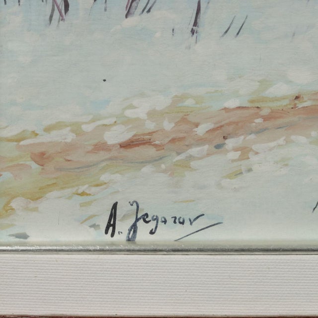 Andrei Afanas'evich Egorov, Sleigh on the Snow, 1900s, Tempera on Cardboard, Framed For Sale - Image 8 of 12