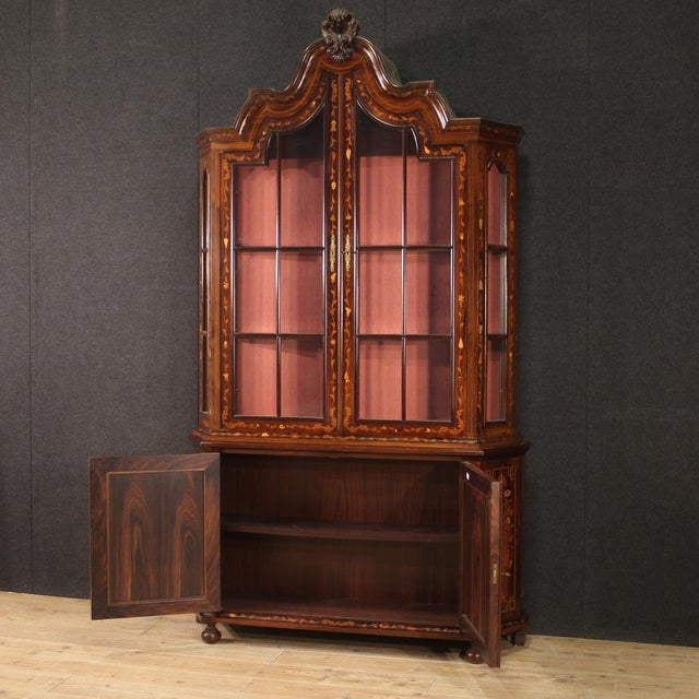 Wood Vintage Dutch Inlaid Display Cabinet, 1970 For Sale - Image 7 of 13