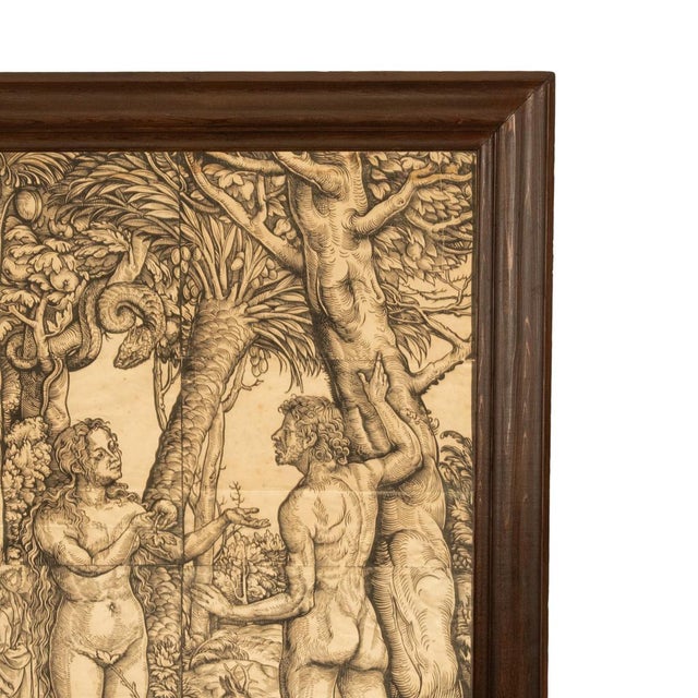 16th Century 16thCentury German Northern Renaissance Woodcut Print Adam & Eve Baron Von Lanna by Hans Burgkmair the Elder, 1525 For Sale - Image 5 of 18