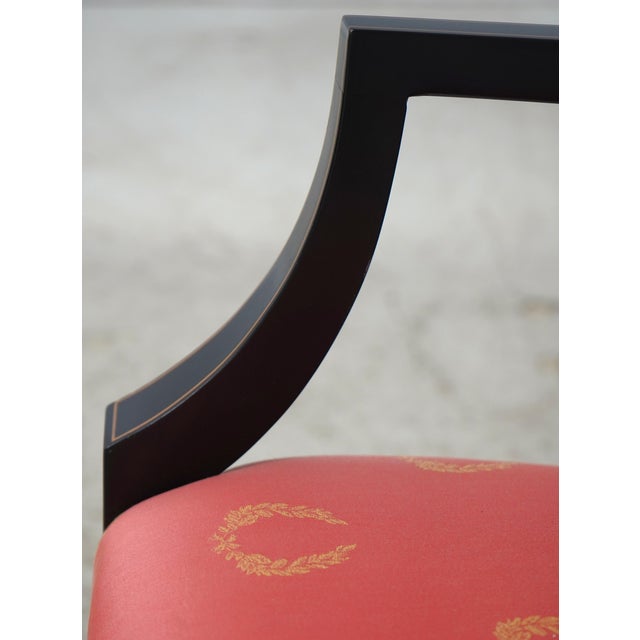 Textile Pair of Kindel Black & Gold Chinese Chippendale Armchairs For Sale - Image 7 of 18