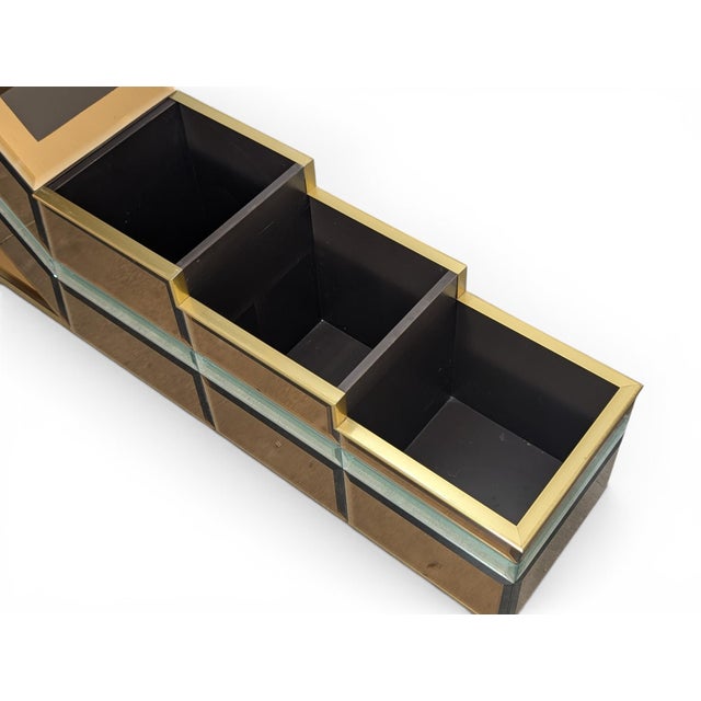 Glass Stepped Console Table with Mirrors and Compartments, 1970s For Sale - Image 7 of 12