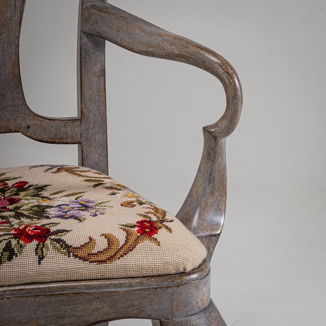 Set of Gray Painted Armchairs For Sale - Image 6 of 7