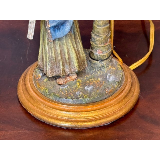 Pair of Cold Painted Bronze Figural Lamps With Mottled Paper Shades For Sale - Image 11 of 16