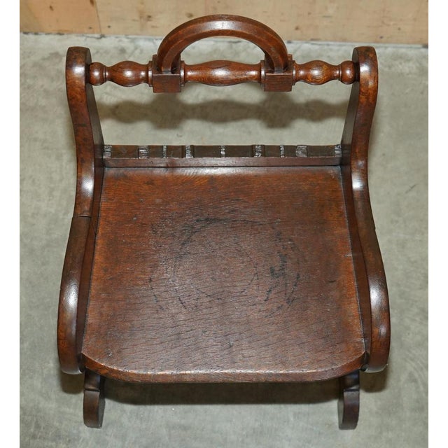 Set of Antique Victorian English Hand Carved Hall Chairs with Rotating Handles, 1880 For Sale - Image 17 of 18