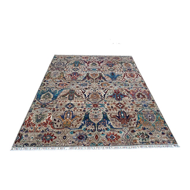 Camel Persian Khorassan Hand-Knotted Wool Rug - 7'9" X 9'9" For Sale