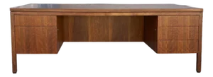 Mid Century Walnut and Burlwood Executive Desk by Hiebert