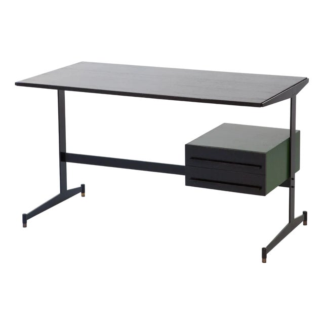 Vintage Italian Black and Green Desk Table, 1960s For Sale