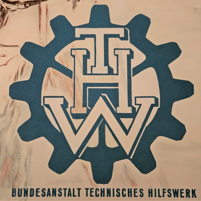 Vintage Poster from THW Technisches Hilfswerk, 1950s For Sale - Image 4 of 5