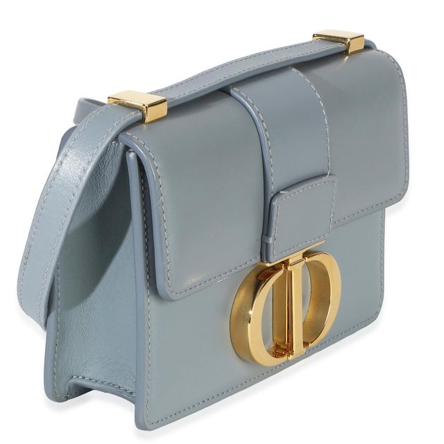 Contemporary Blue Smooth Box Calfskin Micro 30 Montaigne Flap Bag For Sale - Image 3 of 9