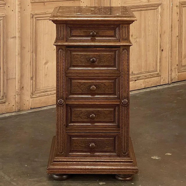 French 19th Century French Neoclassical Marble Top Nightstand For Sale - Image 3 of 13