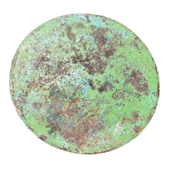 Late 19th Century Wabi Sabi Naturally Distressed French Iron Outdoor Cafe or Bistro Table in Original Green Paint For Sale - Image 4 of 4