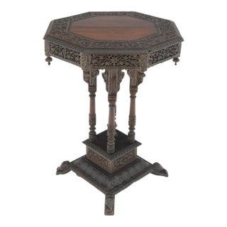 Very Fine Carved Solid Rosewood Asian Oriental Lamp Occasional Stand Table For Sale