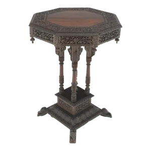 Very Fine Carved Solid Rosewood Asian Oriental Lamp Occasional Stand Table
