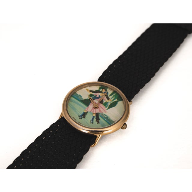 Vintage Swiss Watch with Marienbad Roller Skating Motif from Breil, 1950s For Sale - Image 12 of 18