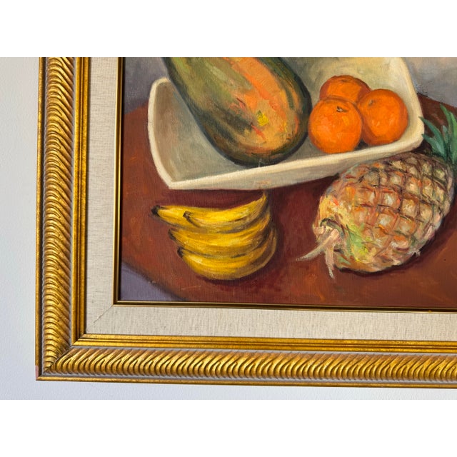 Brown 1980s Vintage Still Life – Fruit Composition Oil on Canvas Painting, Framed For Sale - Image 8 of 12