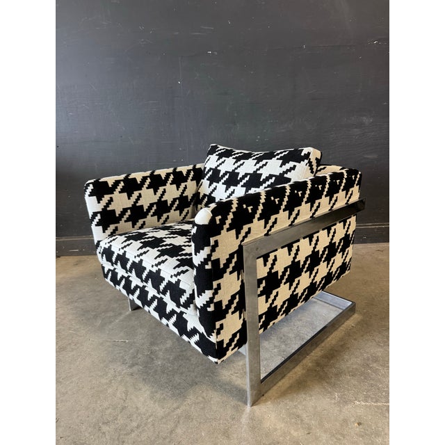 1970’s Milo Baughman Floating Cube Lounge Chair With New Upholstery For Sale In New York - Image 6 of 10
