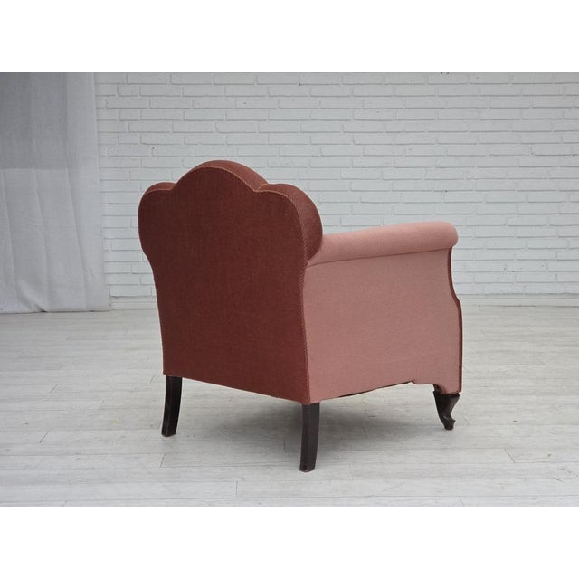 Danish Armchair in Velour and Oak, 1950s For Sale - Image 9 of 18