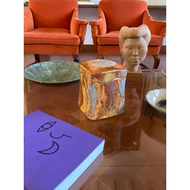 1960s Mid-Century Orange Earthenware Box For Sale - Image 4 of 12