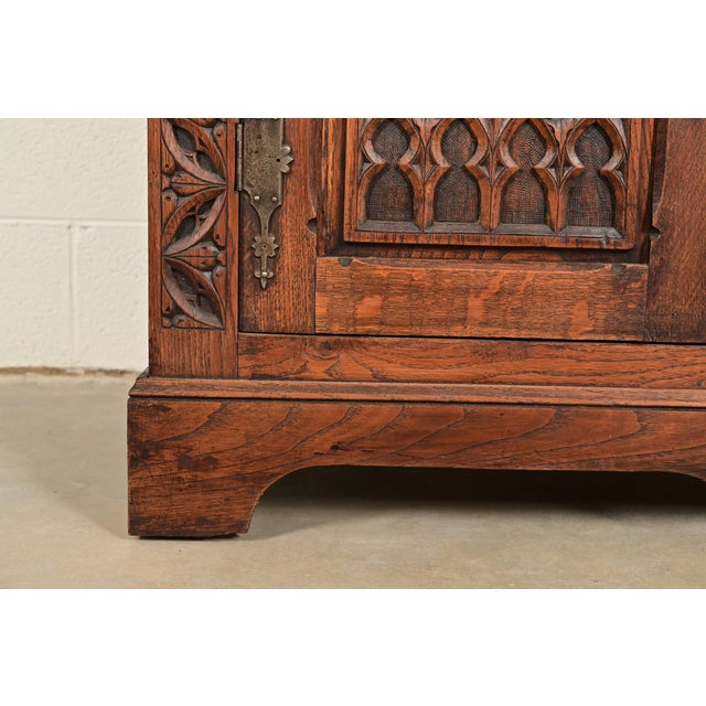 Antique French Renaissance Revival Ornate Carved Oak Bar Cabinet, Circa 1890s For Sale - Image 11 of 15