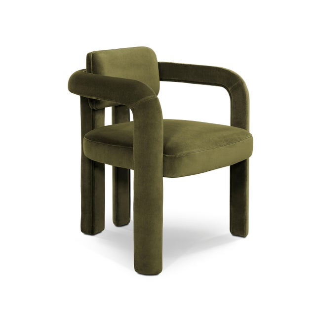 Contemporary Double Arch Dining Chairs in Forest Green Cotton Velvet from Insidherland, Set of 4 For Sale - Image 3 of 13