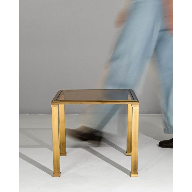 French 20th Century French Pierre Vandel Style Brass & Glass Coffee Table For Sale - Image 3 of 18