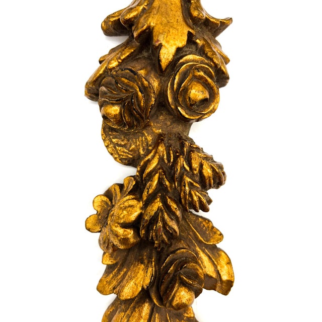 Late 20th Century Vintage Gilt Resin Wall Applique Swag With Bow & Floral Swag - Hollywood Regency, Rococo, Italian Style For Sale - Image 5 of 8