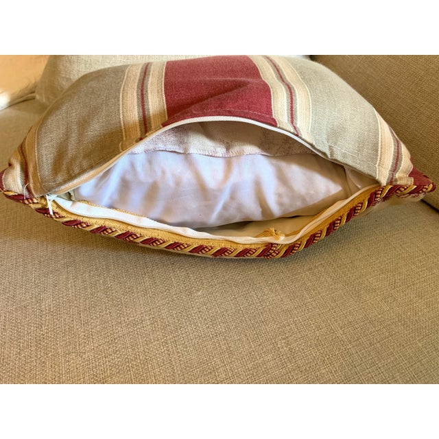 French Country Vintage Custom Red & Ivory French Country Rooster Decorative Pillow For Sale - Image 3 of 12