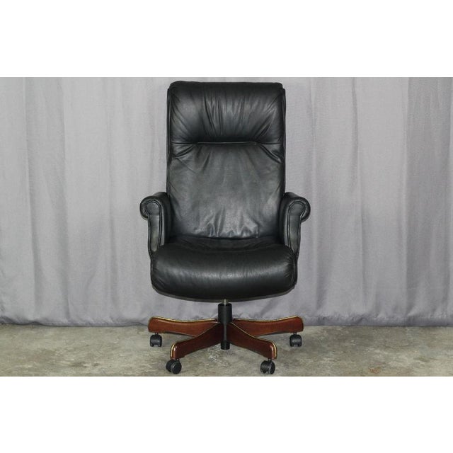 Leathercraft Contract Black Leather Executive Office Desk Chair Chairish
