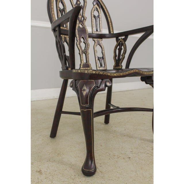 Maitland Smith English Gothic Leather Wrapped Armchair Chairish