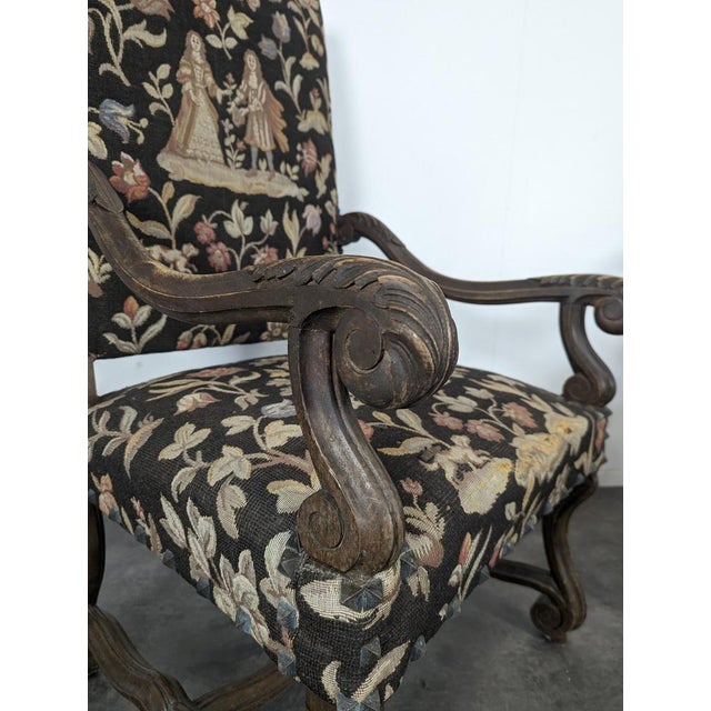Louis XIV Walnut Armchairs, Set of 2 For Sale - Image 5 of 7