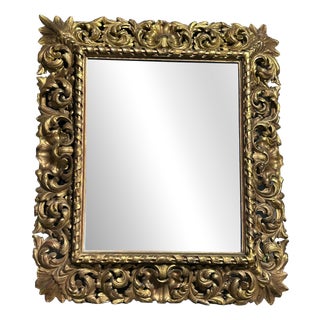 Carved Giltwood Mirror with Acanthus Decoration, 1940s For Sale