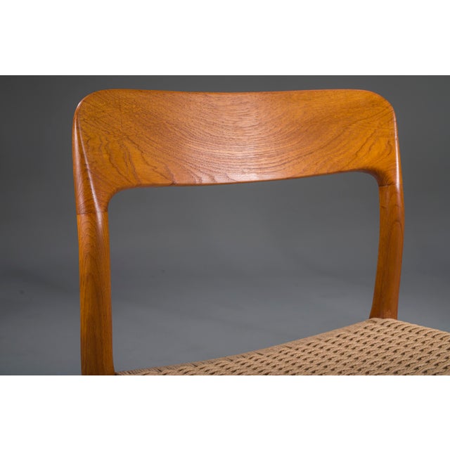 Danish Teak Mod. 77 Dining Chairs with Paper Cord by Niels O. Møller for J.L. Møllers, 1959, Set of 3 For Sale - Image 4 of 11