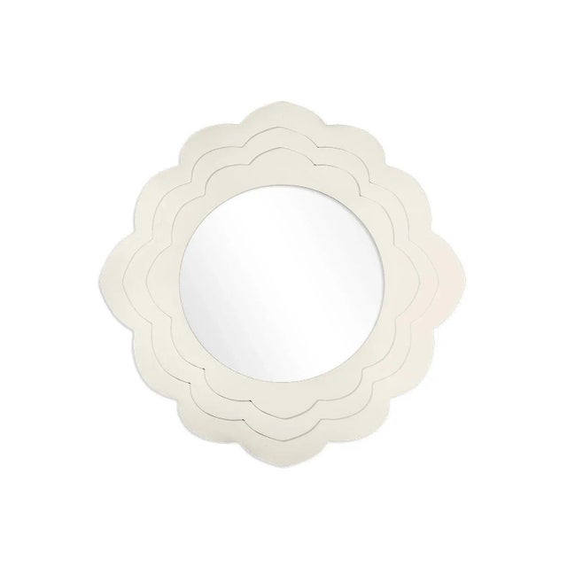 Contemporary Fleur Home Audubon Magnolia Circle Mirror in Swiss Coffee, 36x36 For Sale - Image 3 of 3