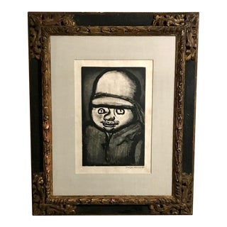 1928 Portrait of a Man Etching George Rouault, Framed For Sale