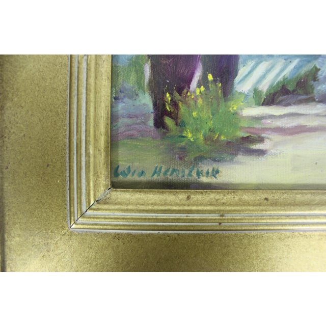 Vintage Oil Painting “Vineyard Country Tuscany” Signed by Artist Gilt Wood Frame For Sale - Image 6 of 10