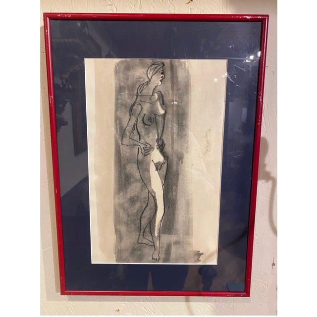 Set of 4 framed nude drawings.