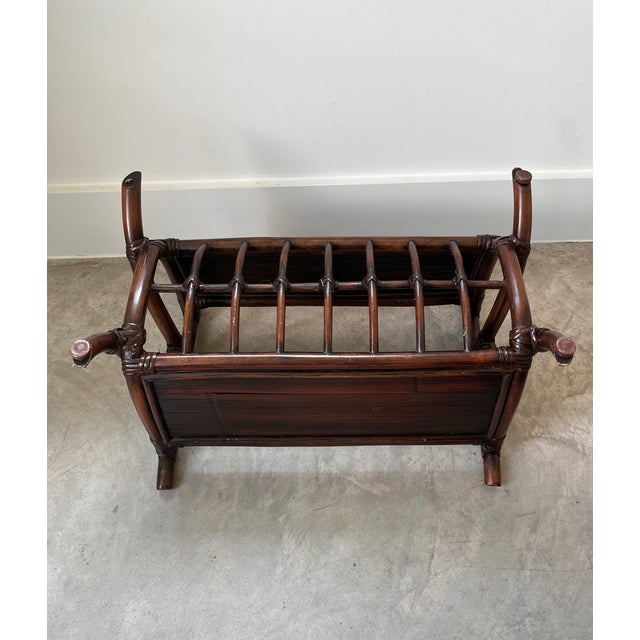 Late 20th Century Vintage Bamboo & Split Reed Magazine/Newspaper Rack For Sale - Image 5 of 11