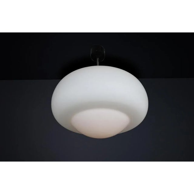Mid-Century Modern Opaline Glass Pendant Lamp, Czechoslovakia, 1960s For Sale - Image 3 of 13