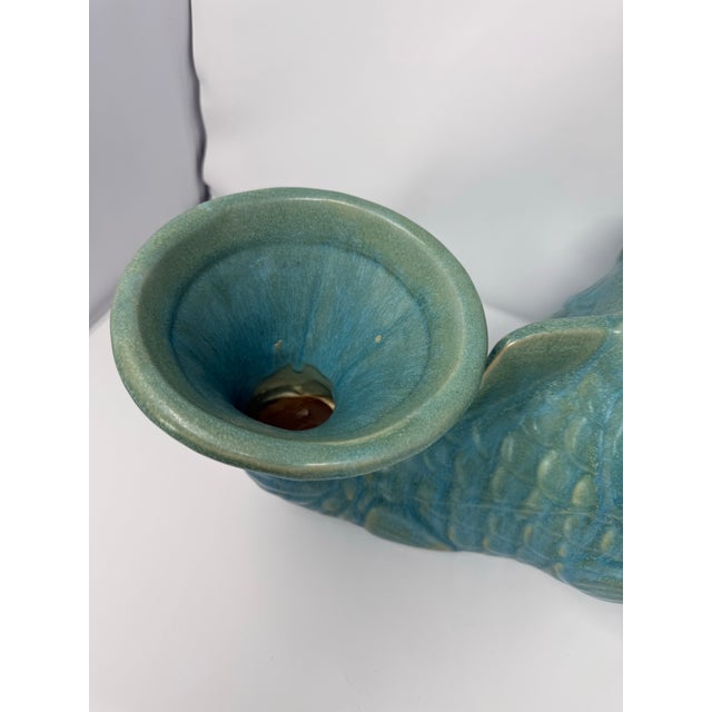 Large-Scale Vintage Turquoise Glazed Fish Planter / Sculptural Coastal Vessel – 20” For Sale In Seattle - Image 6 of 8