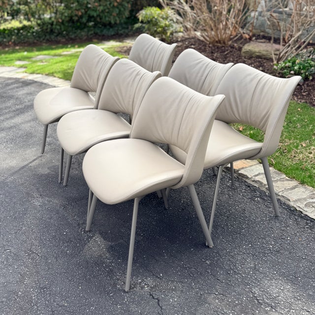 Contemporary Set of 6 Leather Nice Armchairs by GamFratesi for Poltrona Frau For Sale - Image 3 of 12