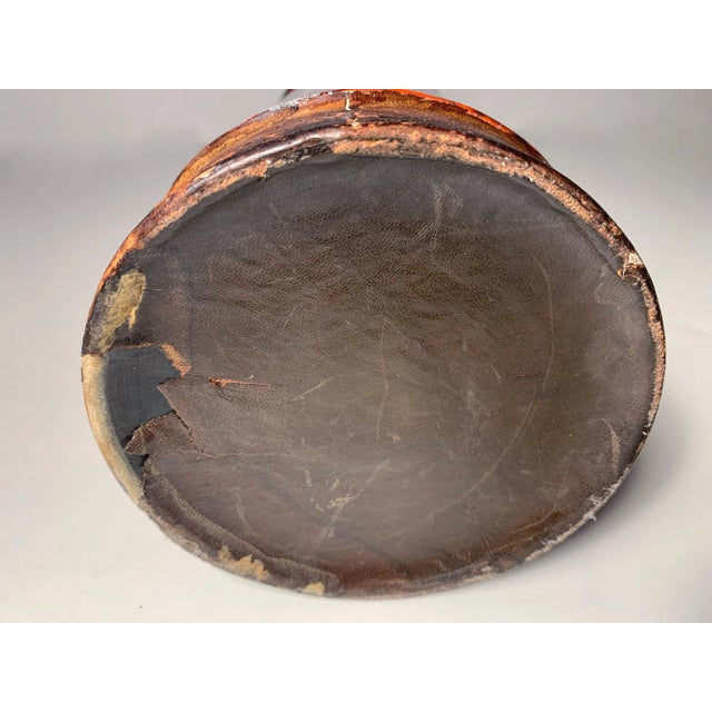 Large Vintage Italian Pottery and Leather Vase by Fantoni for Raymor For Sale - Image 10 of 10